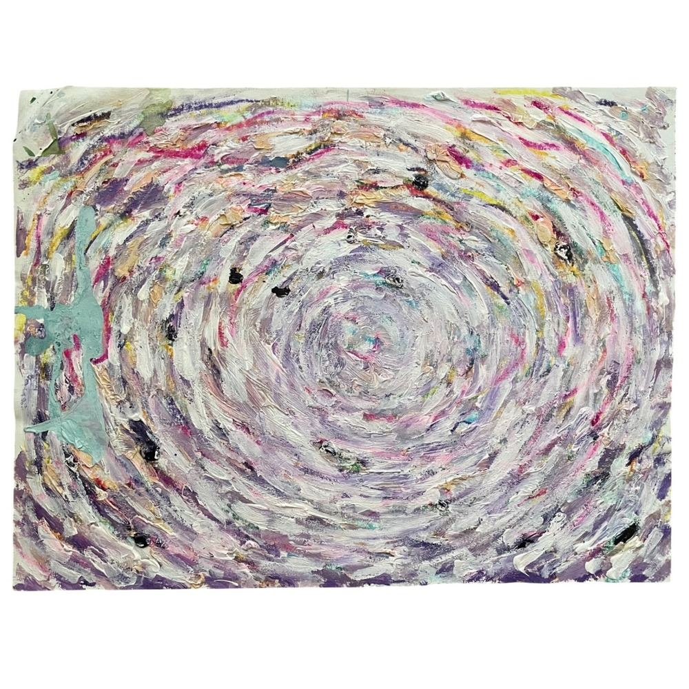 12x16 Original Textured Impasto Abstract Galaxy Swirl Pastel Mixed Media Art